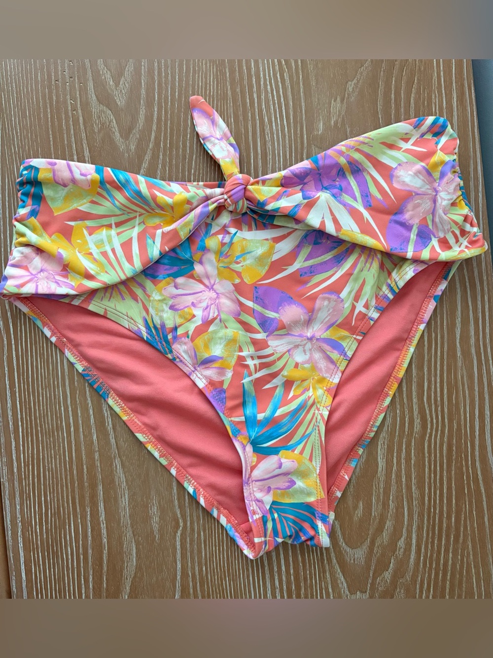 Time and Tru Coral Tropical Floral Bikini Bottom